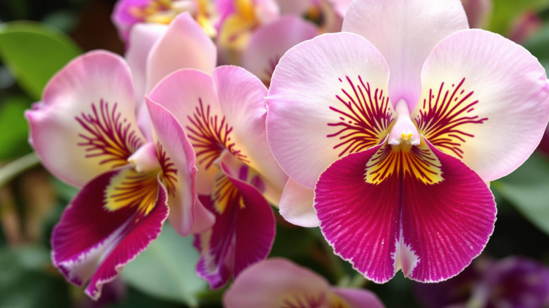 orchid flower, pink, red, yellow  orchid flower, pink, red, yellow