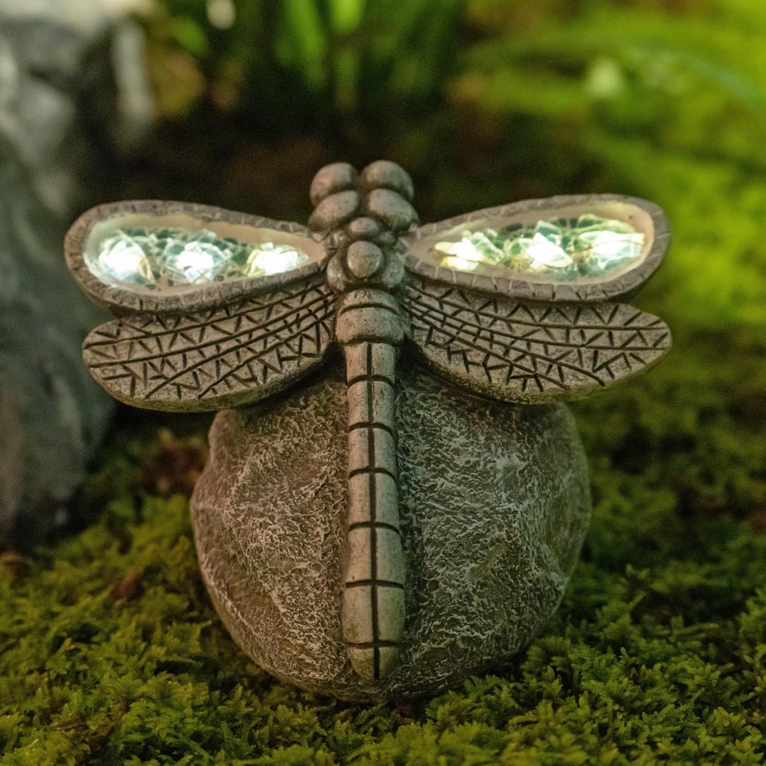 solar dragonfly miniature statue