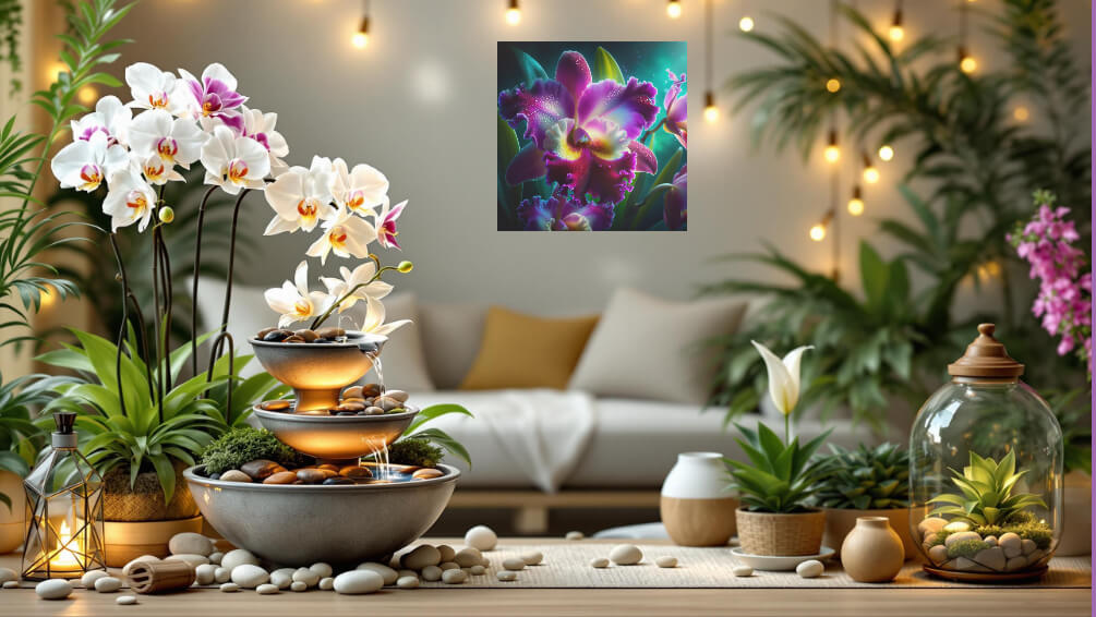 Fantasy Room with Orchids and Waterfall Fantasy Room with Orchids and Waterfall