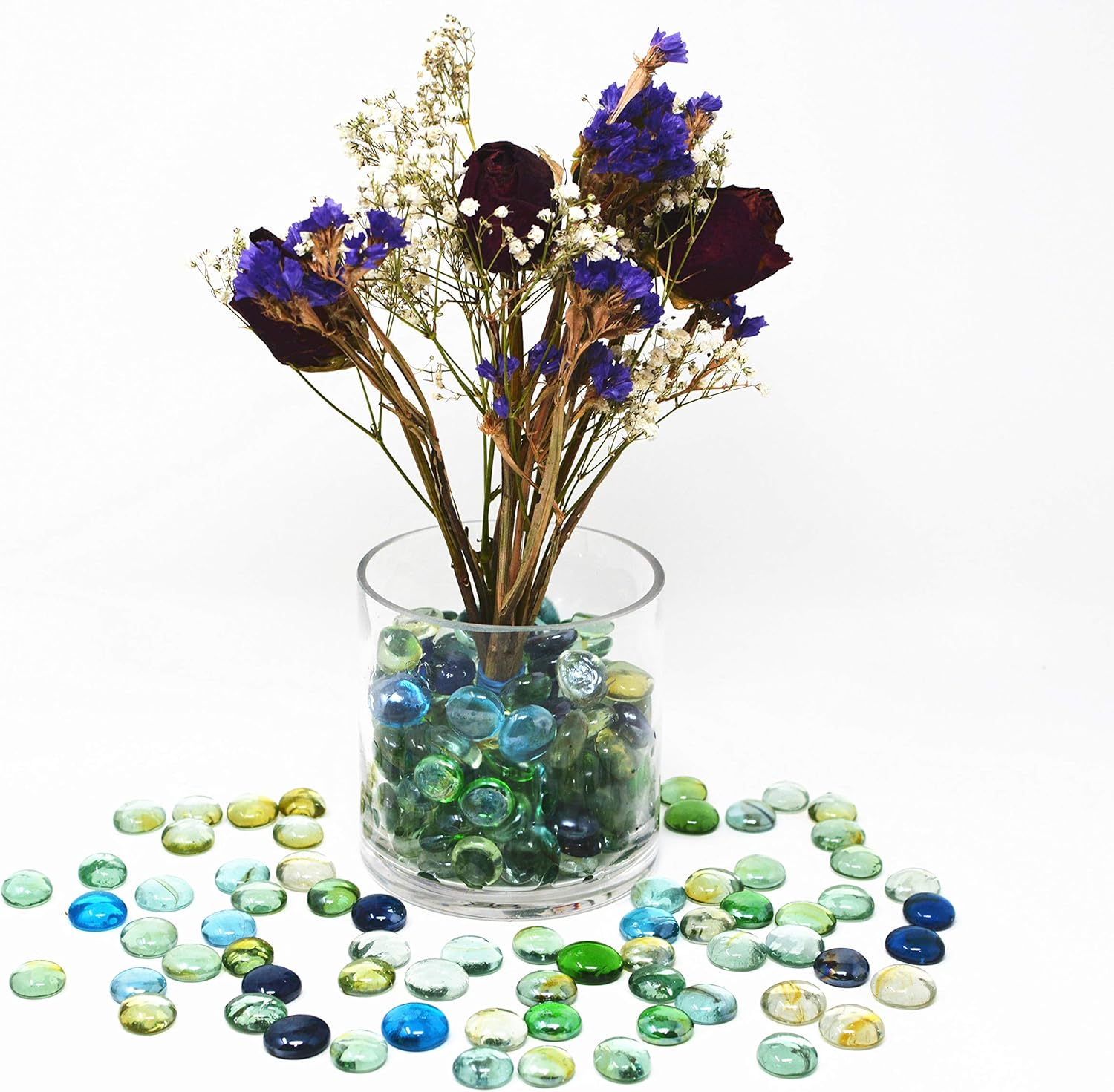 colored glass pebbles